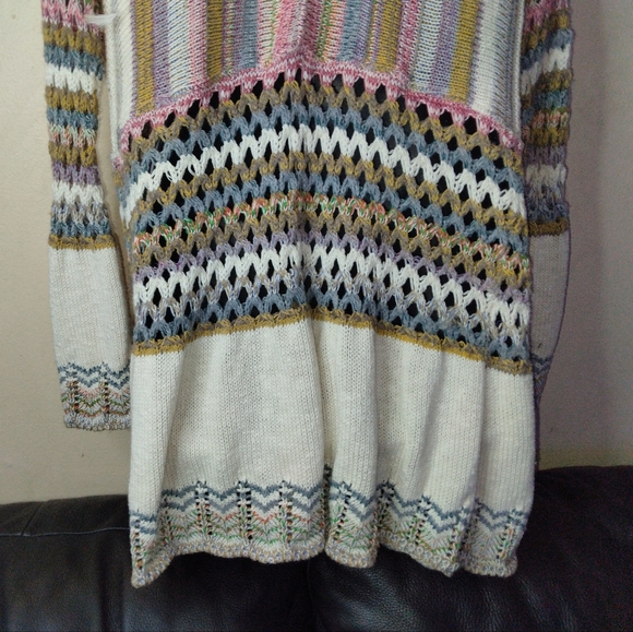 Boston Proper Open Knit Boho Patchwork Cardigan Size XS - Picture 8 of 13
